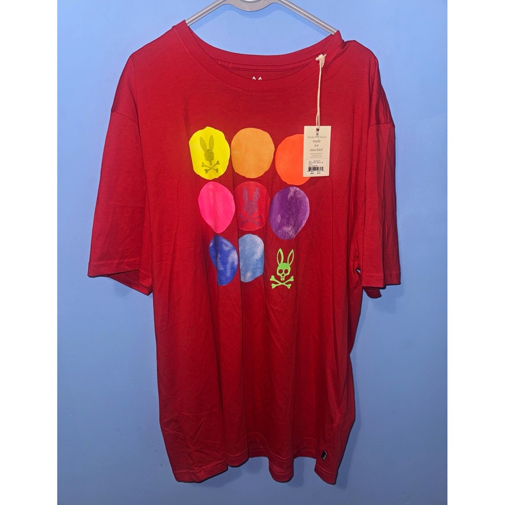 Psycho Bunny Men's Bicknell Graphic Logo Crew Neck Shirt Red Size 3XL B6U618R1PC
